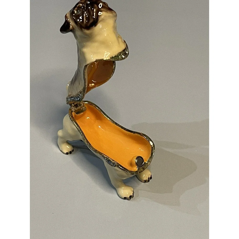 Pug Jeweled Trinket Box with Crystals Out Of Box